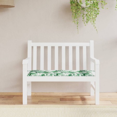 vidaXL Cojín banco de jardín tela Oxford estampado hojas 120x50x3 cm
