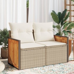 vidaXL Sofá de jardín con cojines de 2 plazas ratán sintético beige
