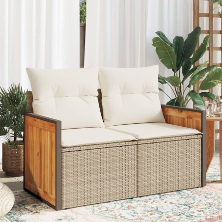 vidaXL Sofá de jardín con cojines de 2 plazas ratán sintético beige