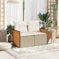 vidaXL Sofá de jardín con cojines de 2 plazas ratán sintético beige vidaXL Sofá de jardín con cojines de 2 plazas ratán sintético beige
