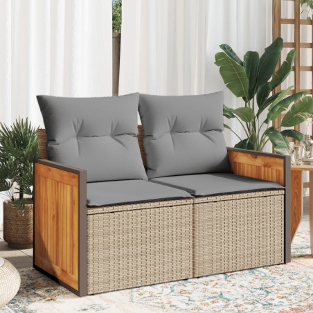 vidaXL Sofá de jardín con cojines de 2 plazas ratán sintético beige