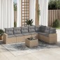 vidaXL Juego de sofás de jardín con cojines beige 8 pzas ratán PE vidaXL Juego de sofás de jardín con cojines beige 8 pzas ratán PE