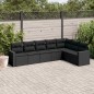 vidaXL Set de comedor de jardín 7 pzas y cojines ratán sintético negro vidaXL Set de comedor de jardín 7 pzas y cojines ratán sintético negro