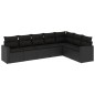 vidaXL Set de comedor de jardín 7 pzas y cojines ratán sintético negro vidaXL Set de comedor de jardín 7 pzas y cojines ratán sintético negro