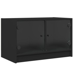 vidaXL Mueble de TV con puertas de vidrio negro 68x37x42 cm