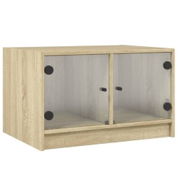 vidaXL Mesa de centro con puertas de vidrio roble Sonoma 68x50x42 cm