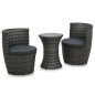 vidaXL Juego muebles bistró jardín 3 pzas cojines ratán sintético gris vidaXL Juego muebles bistró jardín 3 pzas cojines ratán sintético gris