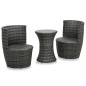 vidaXL Juego muebles bistró jardín 3 pzas cojines ratán sintético gris vidaXL Juego muebles bistró jardín 3 pzas cojines ratán sintético gris