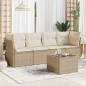 vidaXL Juego de sofás jardín con cojines 5 pzas ratán sintético beige vidaXL Juego de sofás jardín con cojines 5 pzas ratán sintético beige