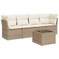 vidaXL Juego de sofás jardín con cojines 5 pzas ratán sintético beige vidaXL Juego de sofás jardín con cojines 5 pzas ratán sintético beige