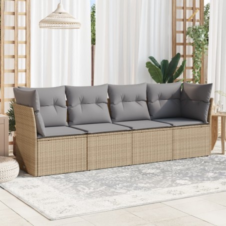 vidaXL Juego de sofás jardín con cojines 4 pzas ratán sintético beige