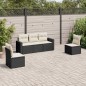 vidaXL Set de muebles de jardín 5 pzas y cojines ratán sintético negro vidaXL Set de muebles de jardín 5 pzas y cojines ratán sintético negro
