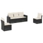 vidaXL Set de muebles de jardín 5 pzas y cojines ratán sintético negro vidaXL Set de muebles de jardín 5 pzas y cojines ratán sintético negro