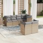 vidaXL Set sofás de jardín 7 piezas y cojines ratán sintético beige vidaXL Set sofás de jardín 7 piezas y cojines ratán sintético beige