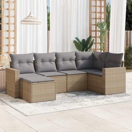 vidaXL Juego de sofás jardín con cojines 6 pzas ratán sintético beige