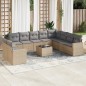 vidaXL Set de sofás de jardín 11pzas con cojines ratán sintético beige vidaXL Set de sofás de jardín 11pzas con cojines ratán sintético beige