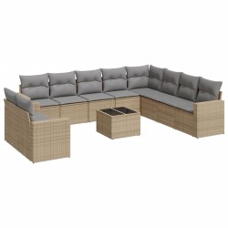 vidaXL Set de sofás de jardín 11pzas con cojines ratán sintético beige