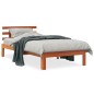 vidaXL Estructura cama con cabecero madera pino marrón cera 100x200 cm vidaXL Estructura cama con cabecero madera pino marrón cera 100x200 cm