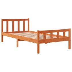 vidaXL Estructura cama con cabecero madera pino marrón cera 75x190 cm