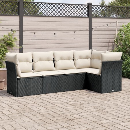 vidaXL Set de muebles de jardín 5 pzas y cojines ratán sintético negro