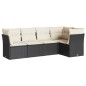 vidaXL Set de muebles de jardín 5 pzas y cojines ratán sintético negro vidaXL Set de muebles de jardín 5 pzas y cojines ratán sintético negro