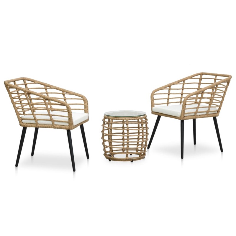 vidaXL Set mesa y sillas de jardín 3 pzas ratán sintético color roble vidaXL Set mesa y sillas de jardín 3 pzas ratán sintético color roble