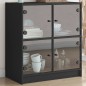 vidaXL Armario auxiliar con puertas de vidrio negro 68x37x75,5 cm