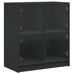 vidaXL Armario auxiliar con puertas de vidrio negro 68x37x75,5 cm