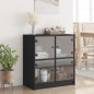vidaXL Armario auxiliar con puertas de vidrio negro 68x37x75,5 cm