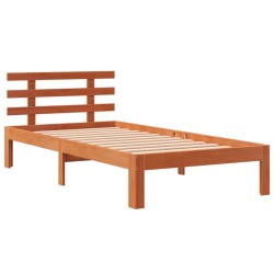 vidaXL Estructura cama con cabecero madera pino marrón cera 75x190 cm