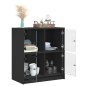 vidaXL Armario auxiliar con puertas de vidrio negro 68x37x75,5 cm