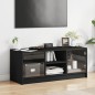 vidaXL Mueble de TV con puertas de vidrio negro 102x37x42 cm vidaXL Mueble de TV con puertas de vidrio negro 102x37x42 cm