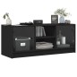 vidaXL Mueble de TV con puertas de vidrio negro 102x37x42 cm vidaXL Mueble de TV con puertas de vidrio negro 102x37x42 cm