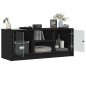 vidaXL Mueble de TV con puertas de vidrio negro 102x37x42 cm vidaXL Mueble de TV con puertas de vidrio negro 102x37x42 cm
