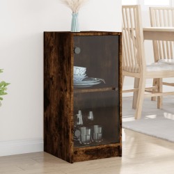 vidaXL Armario auxiliar puertas de vidrio roble Sonoma 35x37x75,5 cm
