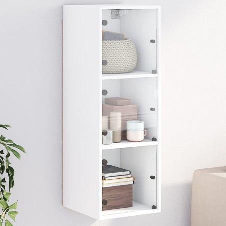 vidaXL Mueble de pared con puertas de vidrio blanco 35x37x100 cm