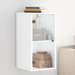 vidaXL Mueble de pared con puertas de vidrio blanco 35x37x68,5 cm