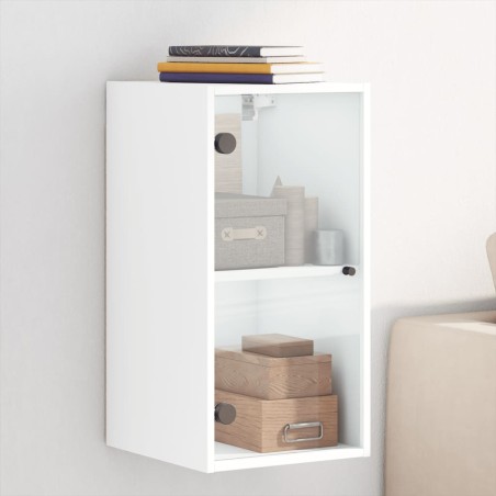 vidaXL Mueble de pared con puertas de vidrio blanco 35x37x68,5 cm
