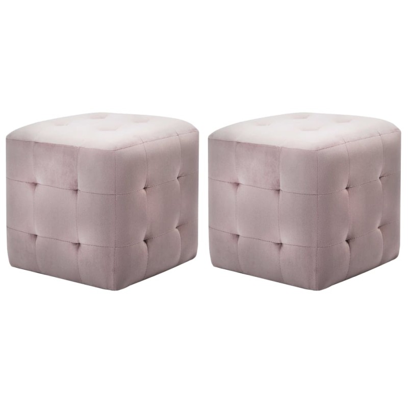 vidaXL Puf 2 unidades terciopelo rosa 30x30x30 cm vidaXL Puf 2 unidades terciopelo rosa 30x30x30 cm