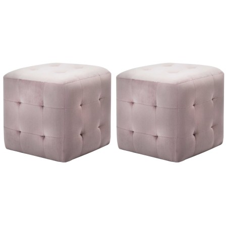vidaXL Puf 2 unidades terciopelo rosa 30x30x30 cm