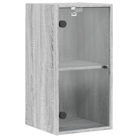 vidaXL Mueble de pared puertas de vidrio gris Sonoma 35x37x68,5 cm