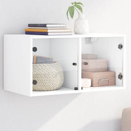 vidaXL Mueble de pared con puertas de vidrio blanco 68,5x37x35 cm