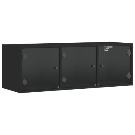 vidaXL Mueble de pared con puertas de vidrio negro 102x37x35 cm