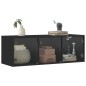 vidaXL Mueble de pared con puertas de vidrio negro 102x37x35 cm vidaXL Mueble de pared con puertas de vidrio negro 102x37x35 cm
