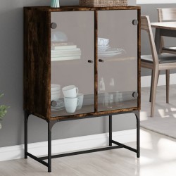 vidaXL Armario auxiliar puertas de vidrio roble Sonoma 69x37x100 cm