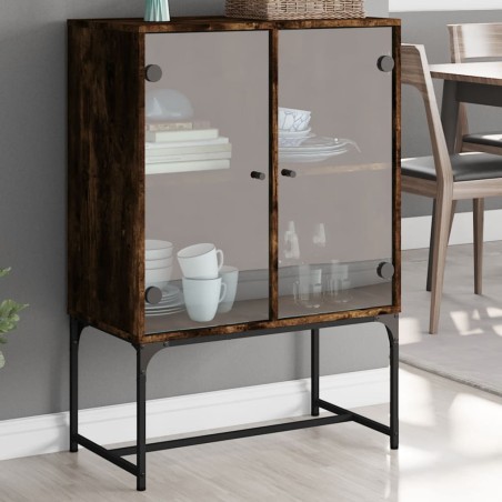 vidaXL Armario auxiliar puertas de vidrio roble Sonoma 69x37x100 cm