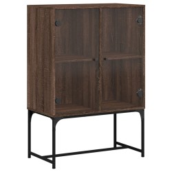 vidaXL Armario auxiliar puertas de vidrio marrón roble 69x37x100 cm