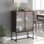 vidaXL Armario auxiliar puertas de vidrio marrón roble 69x37x100 cm vidaXL Armario auxiliar puertas de vidrio marrón roble 69x37x100 cm