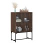 vidaXL Armario auxiliar puertas de vidrio marrón roble 69x37x100 cm vidaXL Armario auxiliar puertas de vidrio marrón roble 69x37x100 cm