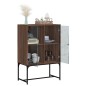 vidaXL Armario auxiliar puertas de vidrio marrón roble 69x37x100 cm vidaXL Armario auxiliar puertas de vidrio marrón roble 69x37x100 cm